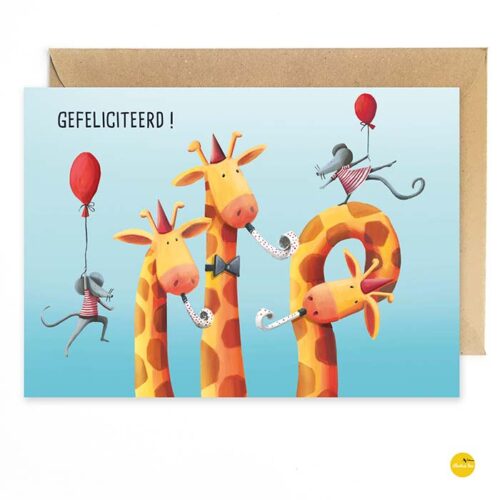 Wenskaart | Giraffen feest