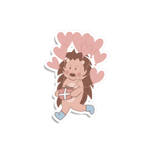 Vinyl Sticker | Edgar met hartjesballonnen
